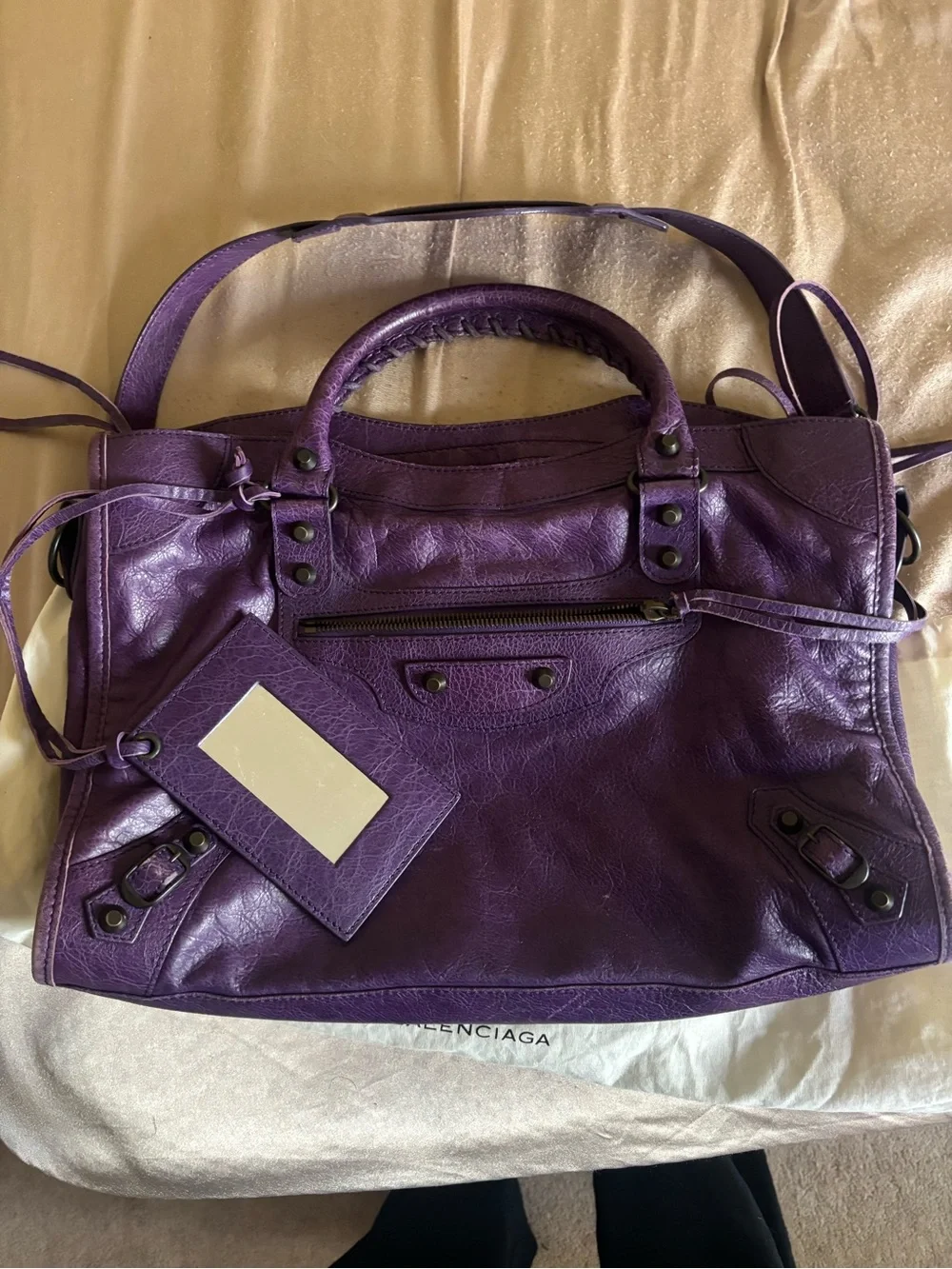 Vintage Balenciaga Raisin/ Violet Leather Purple Classic City Bag